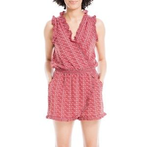 NWT - Max Studio Red printed sleeveless wrap romper